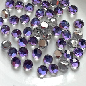 Vintage 4mm Purple Heliotrope 3/4 Ball Stones / Faceted Cabochon Preciosa Czech Lavender Glass Fireball Gem Cabs #34B44