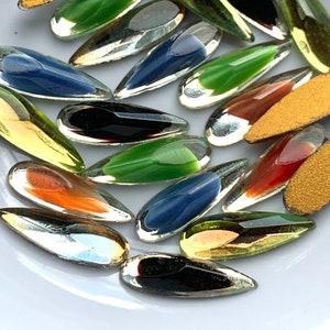 Marquis Craft Embellishments C3-21-NAV Vintage Tru Opal Navette Cabochons Glass Foiled 10x5 Jewelry cabs