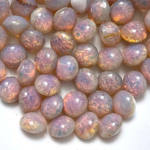 Vintage Pink Silver Opal Glass Stones 7.25mm 7.5mm 7.75mm Milky Golden Pastel Multi SS35 Jewelry Stones STN251