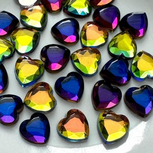 Vintage Glas Cabochons Herz Vitrail Medium Bermuda Blau 6 mm Regenbogen Foiled Cabochons Liebe Schmuck Cabochon / Handwerk Verschönerungen C15-140