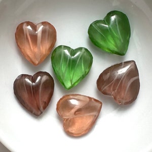Vintage Glas Herz Cabochons Steine Givre Pink Lila Grün Weiß Marmor Love Cabs / 15.25x14.5 AS IS Craft Verschönerungen STN99-B
