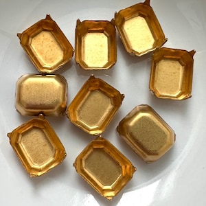12 or 24 Brass 10x8 Prong Settings for 10x8 stones / Closed Back Jewelry Findings for Octagon Stones FND134-N
