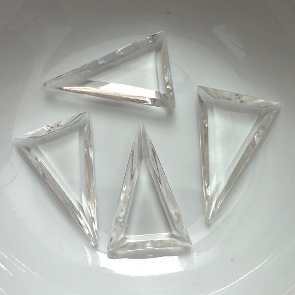 Vintage Clear Glass Stones Geometric Deco Triangular 22x14 Jewelry stones STN198-B