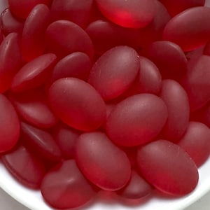 Vintage Ruby Frosted Glass Stones Siam Red Smooth Oval 14x10 Unfoiled Matte Jewelry Design / Repair Stones STN77-B