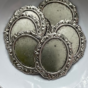 Vintage 17.5x13.5 Cabochon Settings / Jewelry Findings Art Nouveau motif Oxidized Silver finish 25.5x21.5 Backplate Findings FND128