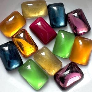 Lot de cabochons de pain vintage en verre 12 x 8 rectangulaires moulés, bijoux artisanaux, conception de mosaïque, cabines CABMX16-W (1 lot)