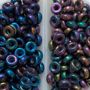 Vintage 6mm Donut Ring Perlen / Metallic Blau Lila Iris Pfau Regenbogen Multi Runde Glas 6mm Spacer Perlen (BDDON8)