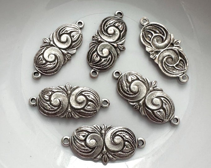 thumbnail image 2 of 18 Vintage Silver Plated Oval Dual Hook Connector Findings - 16mm - NOS N273 2 of 5
