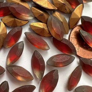 Vintage Red Sabrina Stones Frosted Glass 15x7 Navette Foiled Jewelry Design Repair Rhinestones AS IS  STN72-B