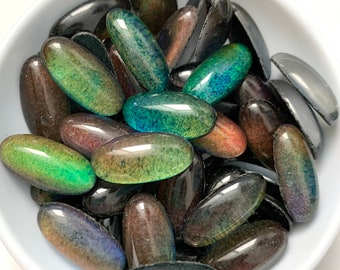 Vintage Mood Stone Cabochons 18x9 Color Change Glass Funky 18x9 Jewelry Cabs C1-46
