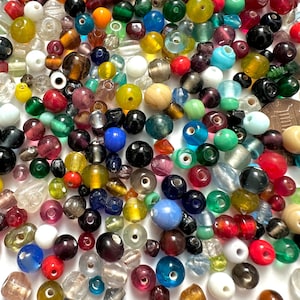 Glass Beads Mix Assorted Colors Shapes Sizes Rainbow Mix Craft Jewelry Beads BD222-M