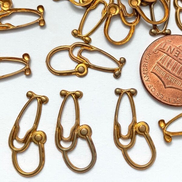 Vintage Stethoscope Stampings / Brass Charm Findings 20/10 Playful Jewelry Bead Findings (FNDR12)