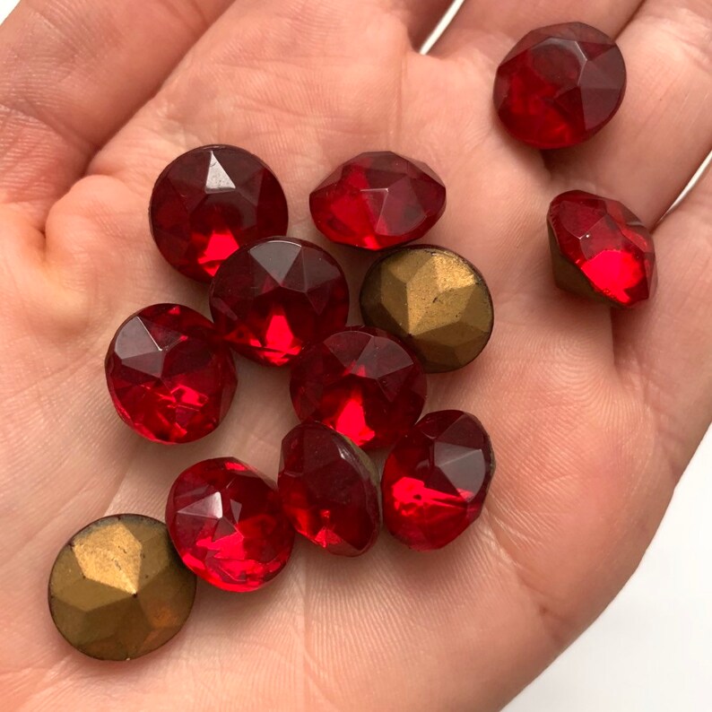 Vintage Siam Red Glass Stones Large Round 14mm 14.5mm Etsy