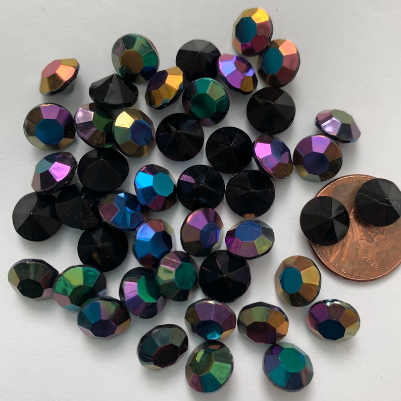 Vintage AB Jet Black Rhinestones 9mm 8.75mm Chanton West Etsy