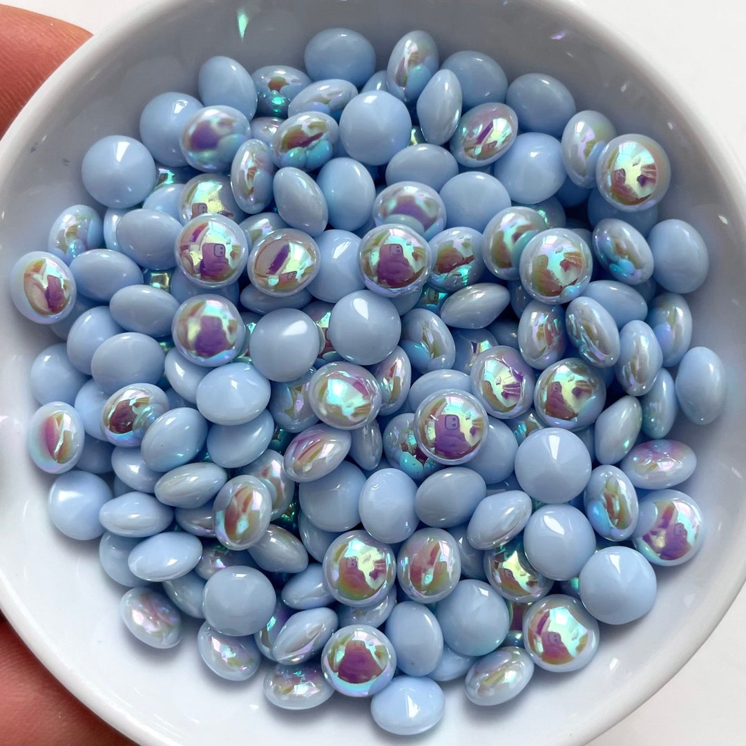 Vintage AB 6mm Cabochon Stones Baby Blue Glass Metallic Aurora Etsy