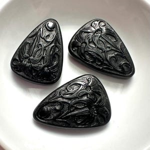 ヴィンテージ アクリル アールヌーボー カボション コンポーネント ブラック フローラル モチーフ ジュエリー カブ / 28x20 クラフト 装飾 C1-43-B