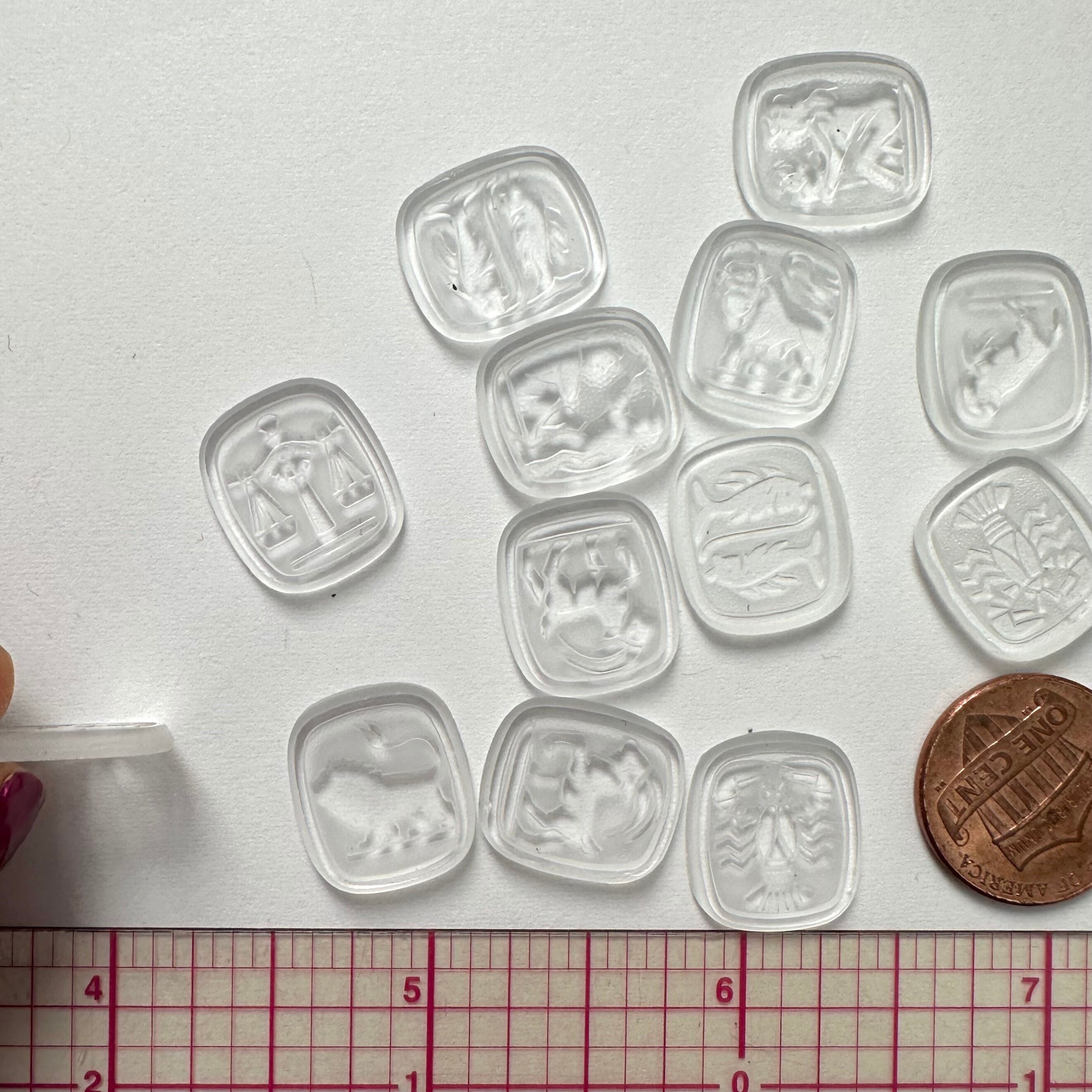 メーカー直売所 Cabochons Intaglio Zodiac Vintage Clear 16.5x14.5 Glass ウェア