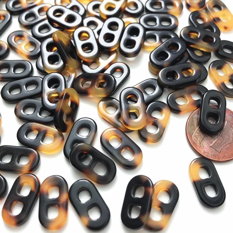 Resin Tortoise Connector Links 158 Beads Brown /& Caramel Open Oval Open 15x8 Link
