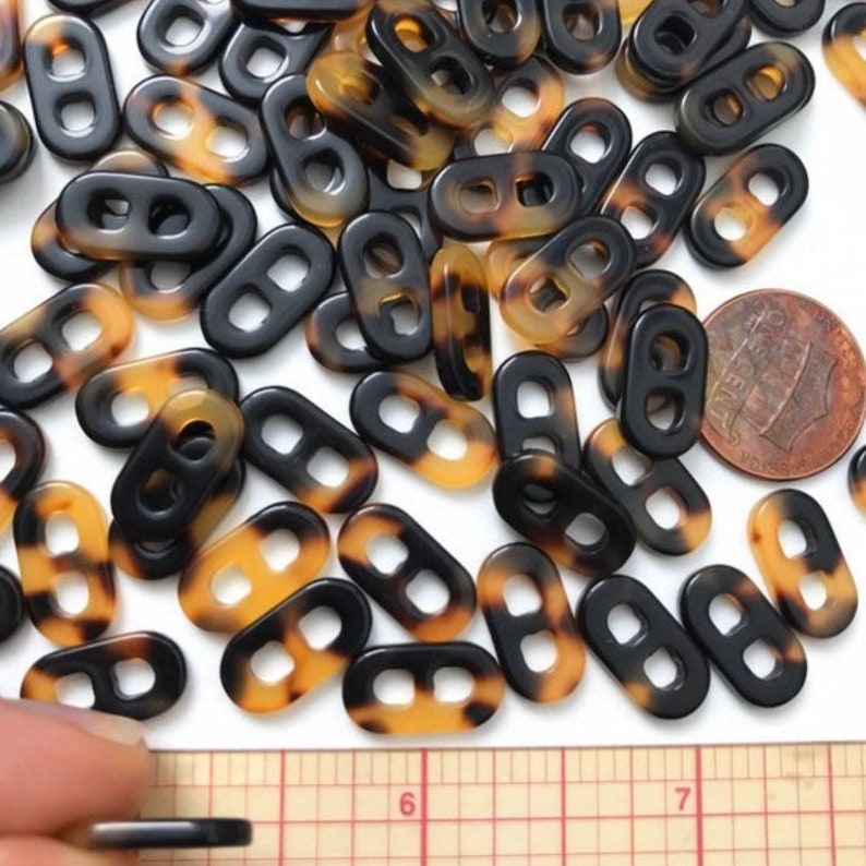 Resin Tortoise Connector Links 158 Beads Brown /& Caramel Open Oval Open 15x8 Link