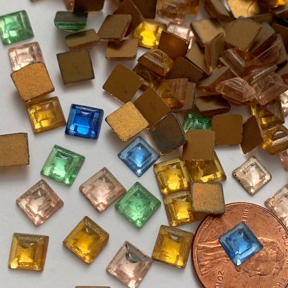 50 Faceted Glass Triangle Cabochons Flat Backed 6mm x 6mm 009 Pick A Colour