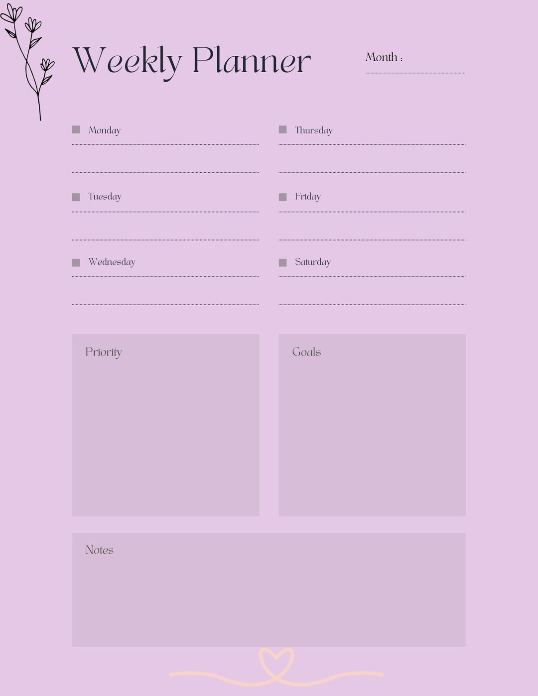 Minimalist Floral Printable Planner | Daily + Weekly + Notes Pages ...