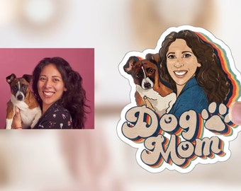 Dog Mom Personalized Gift, Commission Art, graphic design sublimation, Dog Mom Mug, Cat mom Tote bag, Sticker, enamel Mug, Dog lovers gift