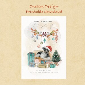 Custom Dog Christmas Card, handmade holiday card, aesthetic Christmas card, new year greetings, season greetings, Merry Christmas custom image 4