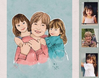 Custom Portrait from Photo, Face portrait, close up illustration, Art commission, Best Friend Gift, Creative Christmas gift, custom artwork