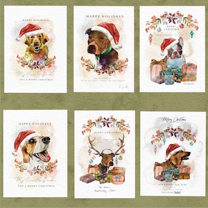 Custom Dog Christmas Card, handmade holiday card, aesthetic Christmas card, new year greetings, season greetings, Merry Christmas custom image 1