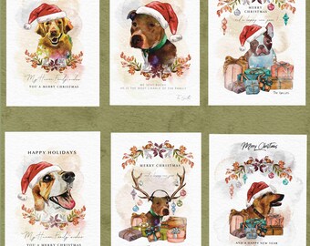 Custom Dog Christmas Card, handmade holiday card, aesthetic Christmas card, new year greetings, season greetings, Merry Christmas custom