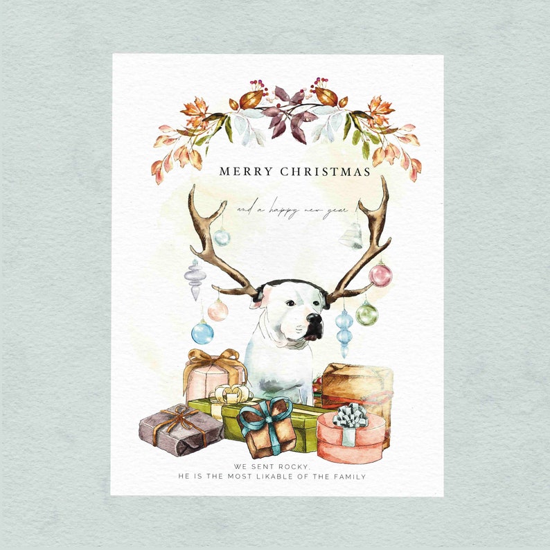 Custom Dog Christmas Card, handmade holiday card, aesthetic Christmas card, new year greetings, season greetings, Merry Christmas custom image 3