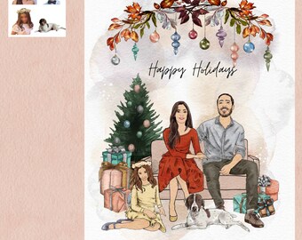 Family Christmas card, Custom Christmas card from photo, handmade holiday greetings, Family portrait, Happy new years, handmade card