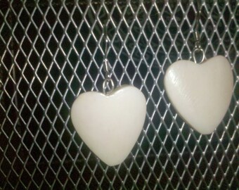 bone heart dangle earrings