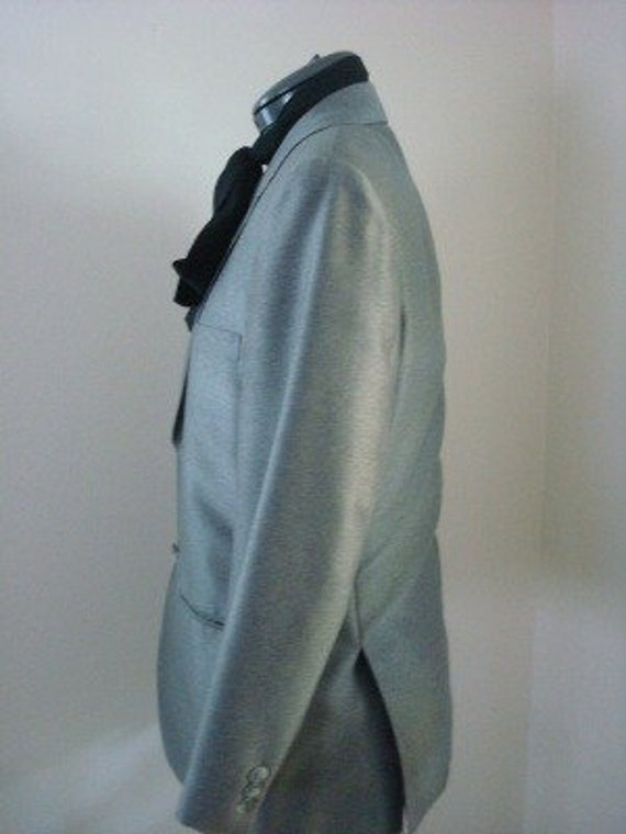 Vintage Tailored Gray Silk Shatung Blazer 70s - image 3