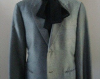 Vintage Tailored Gray Silk Shatung Blazer 70s