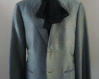 Vintage adapté Blazer Shatung soie gris des années 70