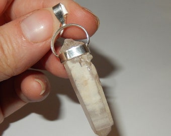 Lithium included Quartz crystal point pendant - sterling silver