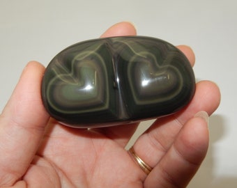 Rainbow Obsidian Double Hearts