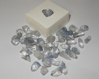 Dumortierite in Quartz crystal- tumbled - small