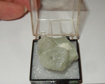 Datolite with calcite mounted in perky box