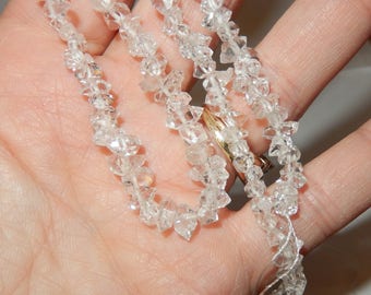 Drilled Herkimer Diamond Quartz Crystal 18" strand -Pakistan aka Pakimers