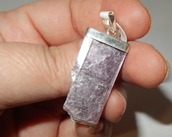 Lepidolite pendant - sterling silver