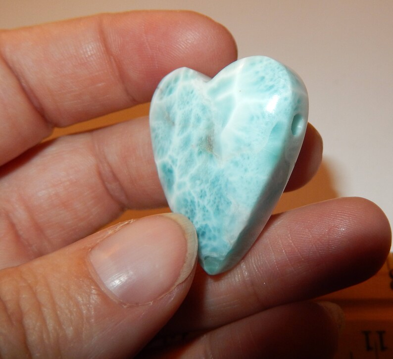 large hole Drilled Larimar Heart