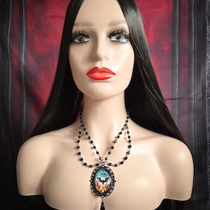 Gothic Vampire Bat ADRIELLE Cameo Necklace Halloween Goth