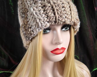 Crochet Rustic MOUNTAIN CABIN Chunky Wool Blend Winter Beanie