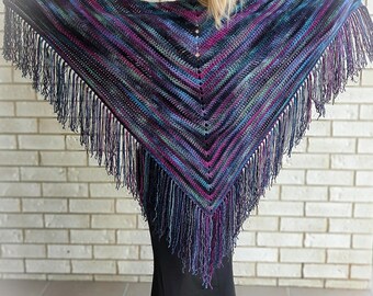Lovely Soft TWILIGHT Crochet Gypsy Triangle Shawl Wrap with Fringe