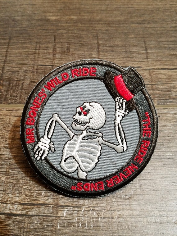 Tactical Morale Patch Mr Bone's Wild Ride for EDC Military Gear Embroidered Velcro  Patches the Ride Never Ends Military Patches Skeleton 