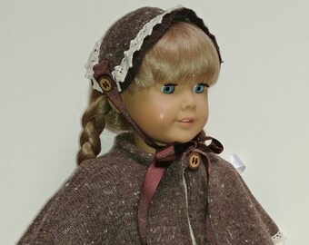Pioneer Girl School Dress, Pinafore, Winter Hat, Cape, Pantalettes, fits 18 inch doll