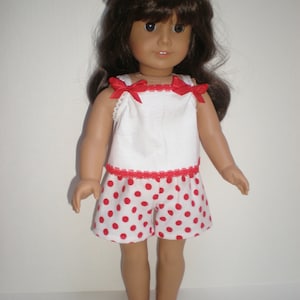 Red & White Polka Dot Summer Pajamas fit 18" dolls