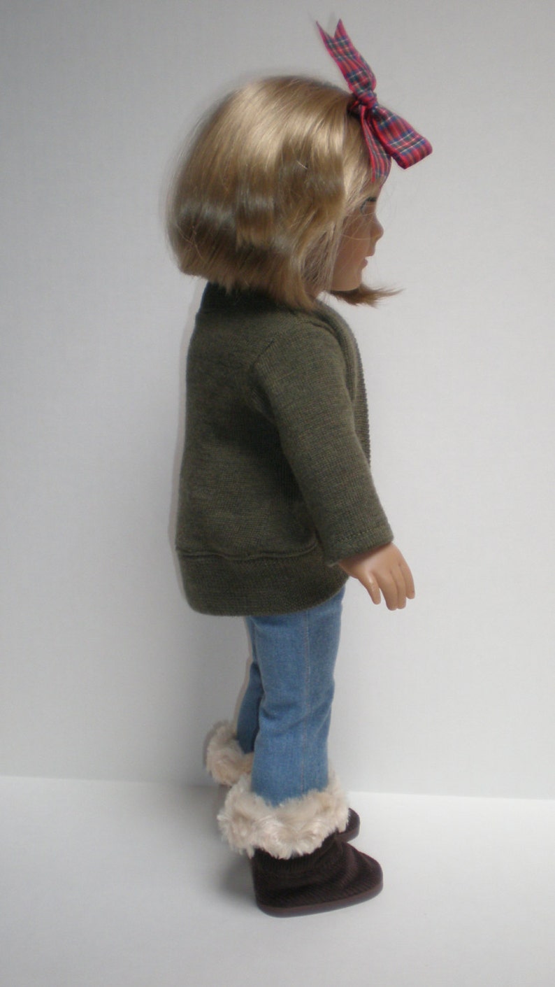 SAGE MERINO WOOL Shrug Cardigan Sweater 18 inch doll clothes image 5